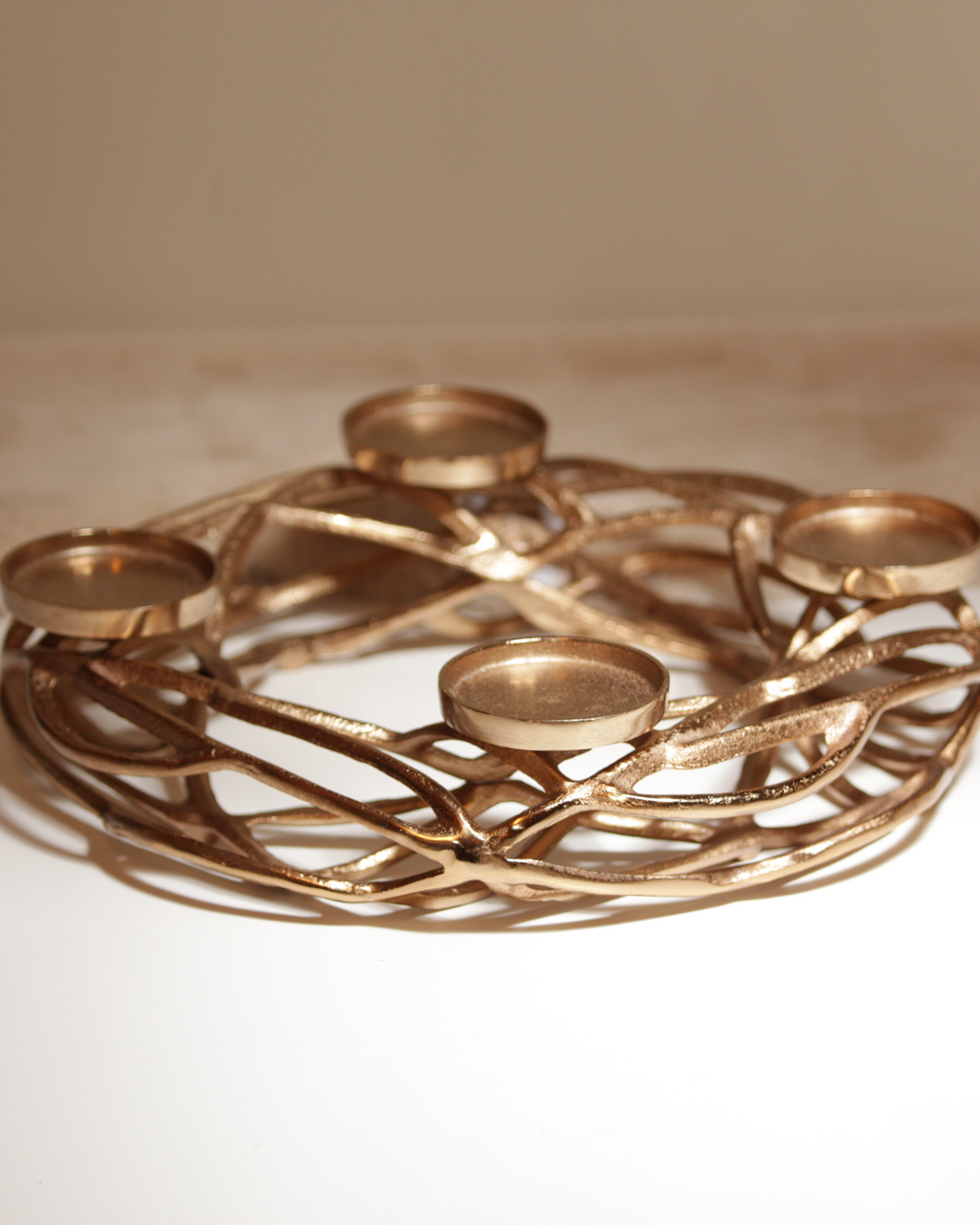 Adventskranz · Treibholz · gold