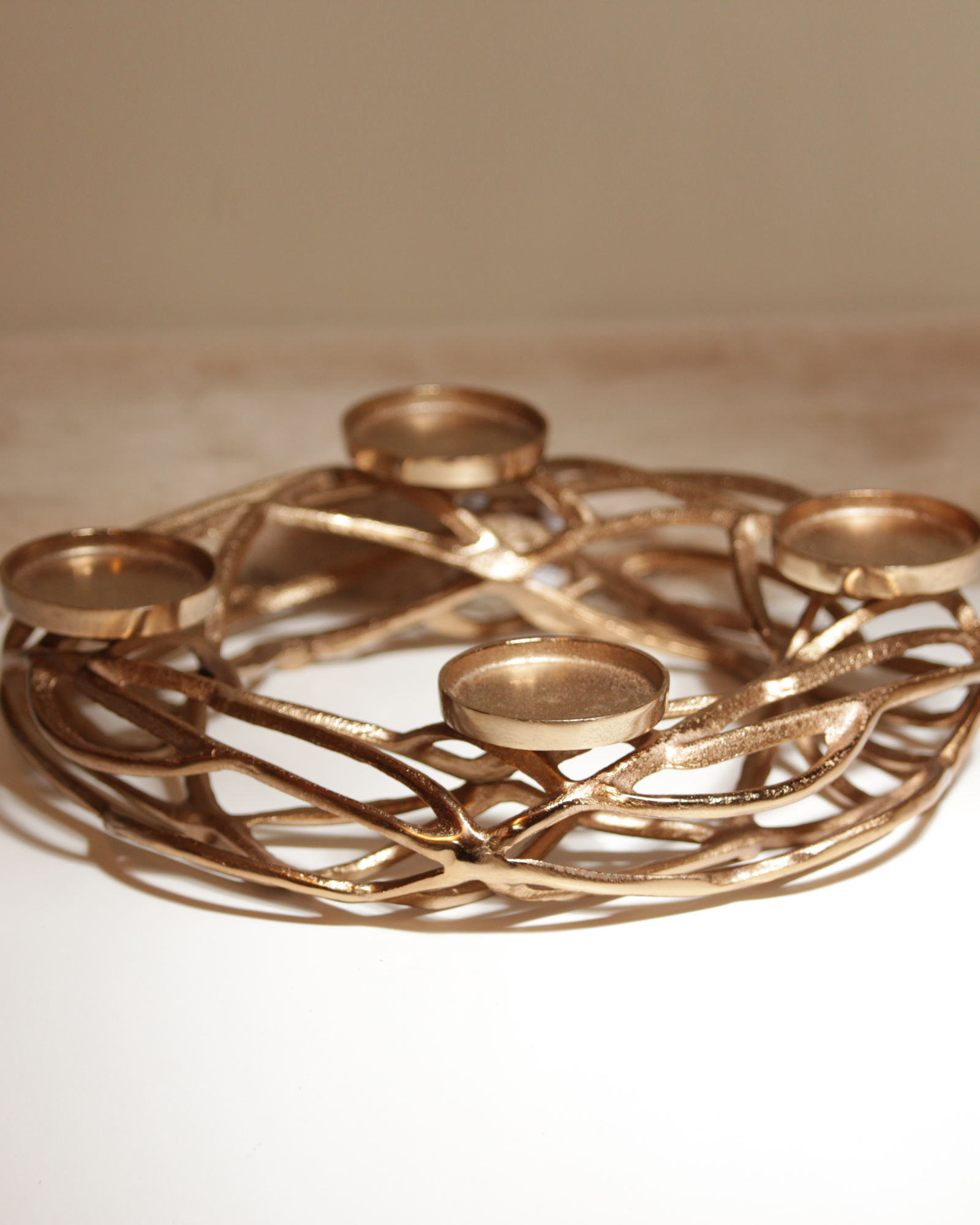 Adventskranz · Treibholz · gold