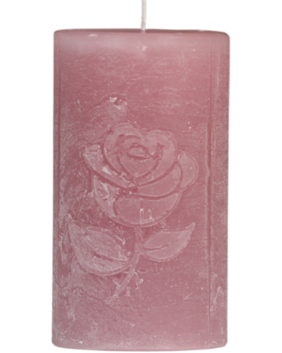 Rose Motivkerze in altrosa.