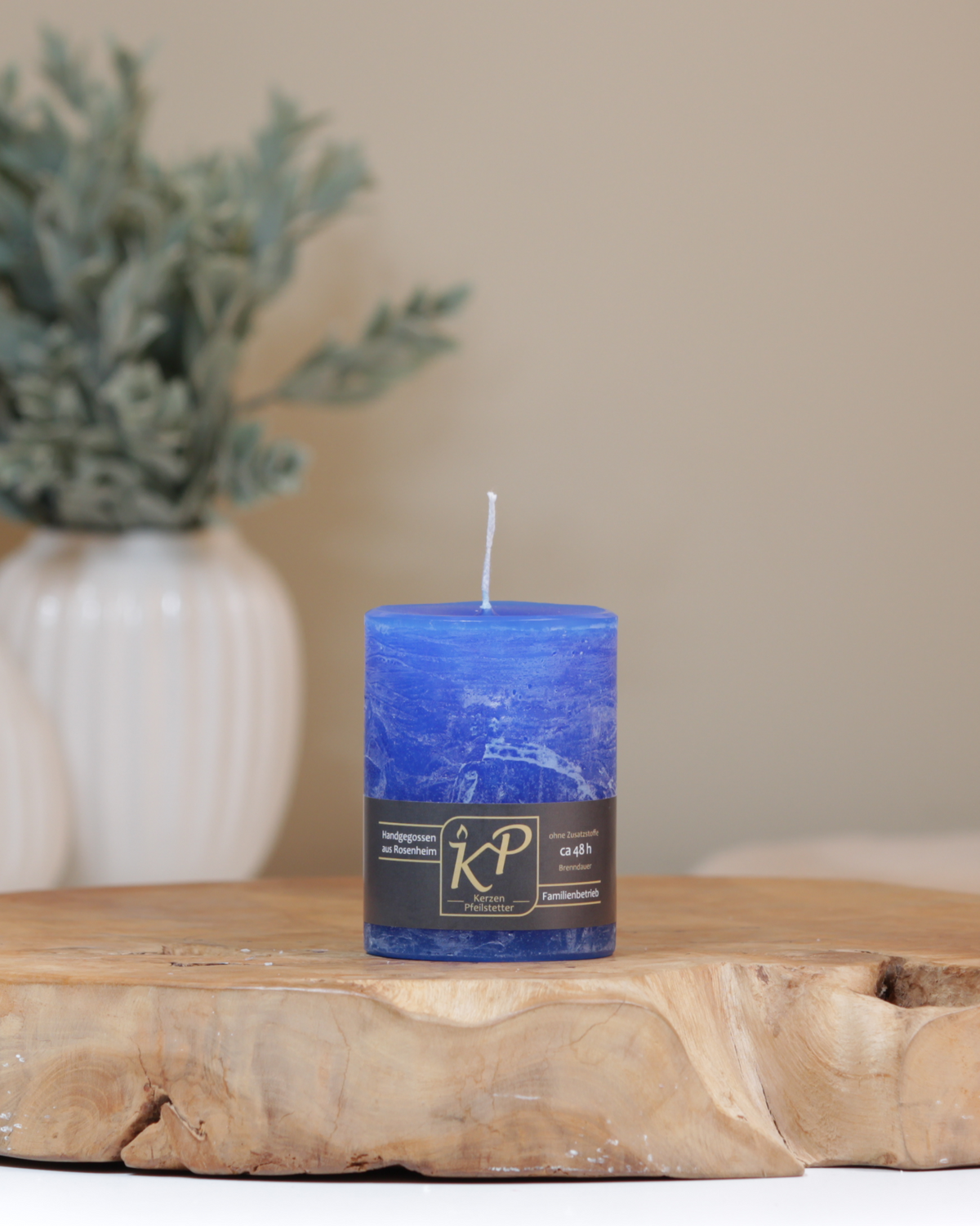 Tischkerze blau kaufen – hochwertig aus Rosenheim – Kerzen Pfeilstetter