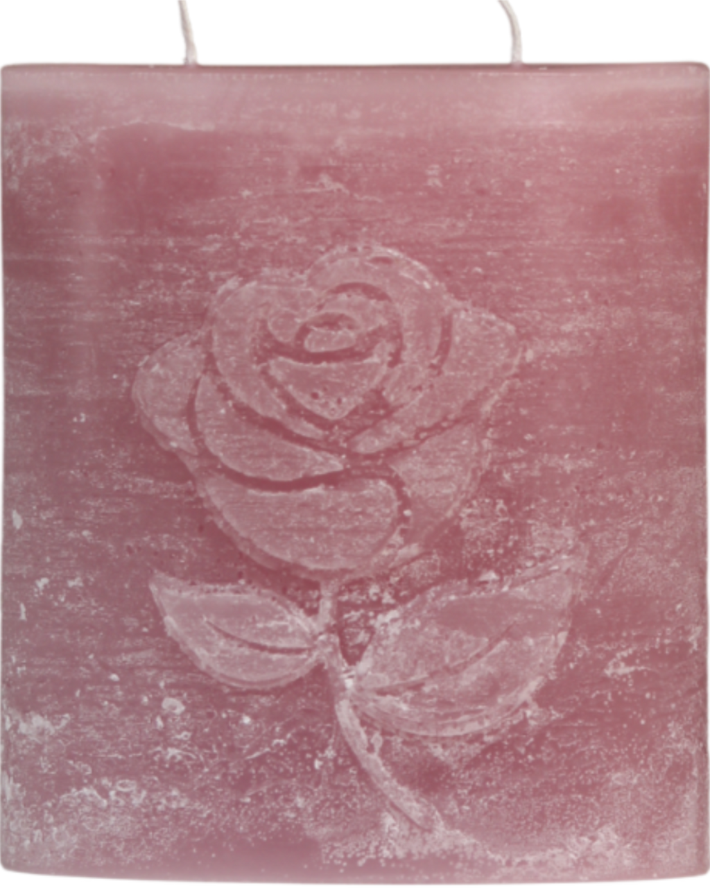 Zweidochtkerze mit Rose-Motiv in altrosa.