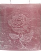 Zweidochtkerze mit Rose-Motiv in altrosa.