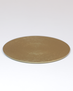Kerzenteller aus Aluminium, gewölbt, goldfarben in der großen Größe.